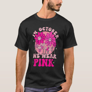 im Oktober tragen wir rosa Smile Blume Groovy Vint T-Shirt
