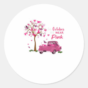 Im Oktober tragen wir rosa T Runder Aufkleber
