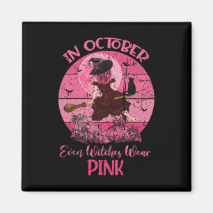 Im Oktober trug Hexe rosa Brustkrebs Hallo Magnet