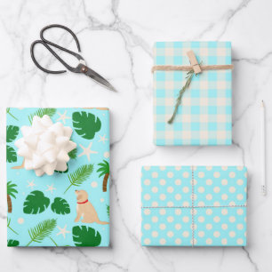 Im Ozean blauen tropischen Welpen Geschenkgutschei Geschenkpapier Set