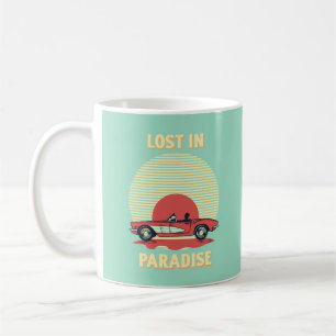 Im Paradies verloren – Retro Cabrio Sonnenuntergan Kaffeetasse