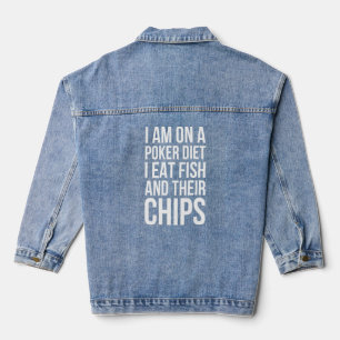 Im Poker essen Fisch und Chips - Poker Puppe Jeansjacke