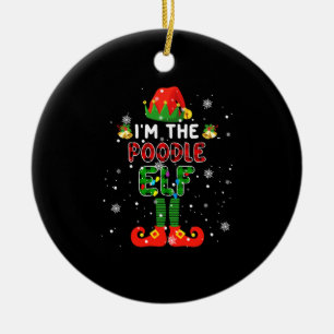 Im Poodle Elf Xmas Red Kariert Elf Kostüm Dog L Keramik Ornament