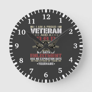 I'm Proud To Be A Veteran And A Dad Runde Wanduhr