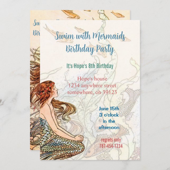 Im Rahmen der Sea Invitation Mermaid Birthday Part Einladung (Vorne/Hinten)