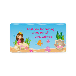 Im Rahmen des Sea Mermaid Birthday Favor Tag Label Adressaufkleber