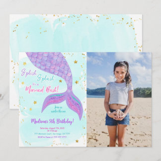 Im Rahmen des Sea Mermaid Kids Foto Einladung