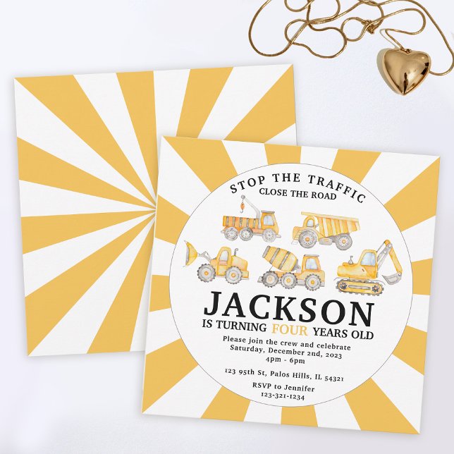 Im Rahmen von Baustellenfahrzeugen Geburtstagseinl Einladung (Von Creator hochgeladen)