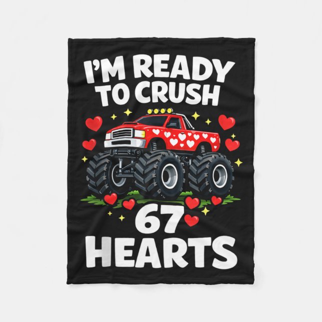 I'm Ready To Crush 67 Hearts Truck Valentines Day  Fleecedecke (Vorderseite)