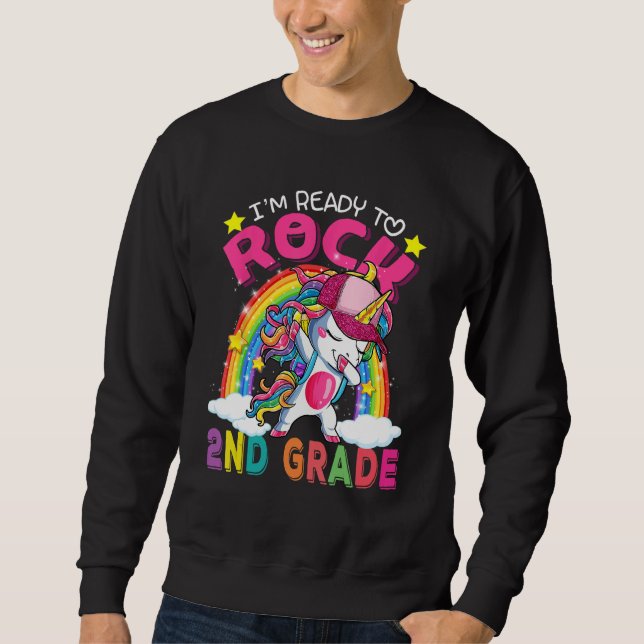 I'm Ready To Rock 2nd Grade Unicorn Back To School Sweatshirt (Vorderseite)