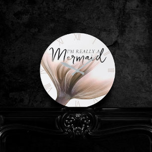 Im Really a Mermaid   Copper Mermaid Tail Quote Runde Wanduhr