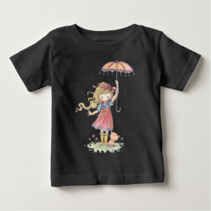 Im Regen Kleines Mädchen und Kätzchen Baby Bodyanz T-shirt