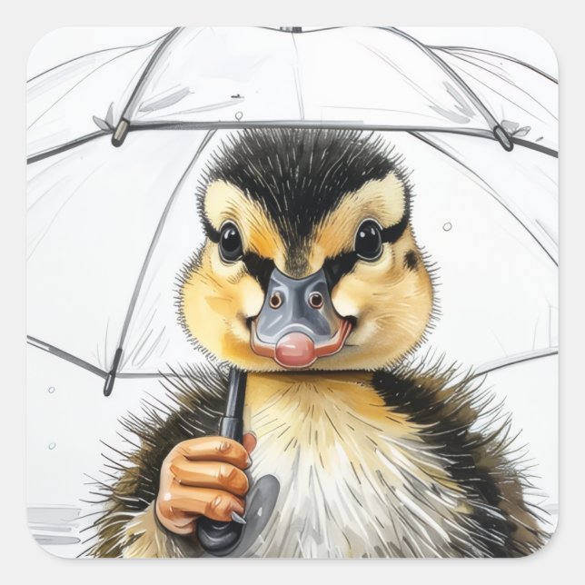 „Im Regen laufen“  Quadratischer Aufkleber (Vorderseite)