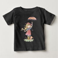 Im Regen Little Girl and Kitten Baby Body Anzug