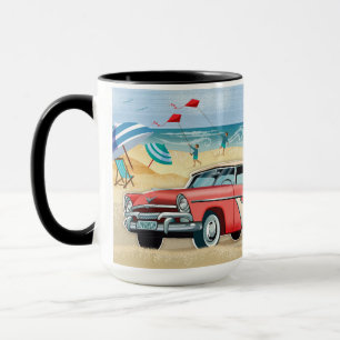 Im Retro Camper am Strand ist das Leben besser Tasse