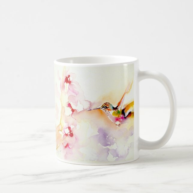 "Im rosa" Kolibri-Druck Kaffeetasse (Rechts)
