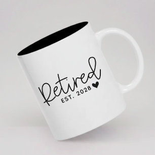 Im Ruhestand Benutzerdefinierte moderne Schrift Zweifarbige Tasse