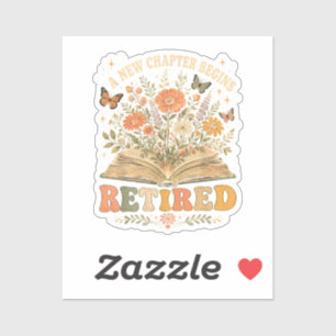 Im Ruhestand Ein Neues Kapitel Beginnt Retro Flora Aufkleber