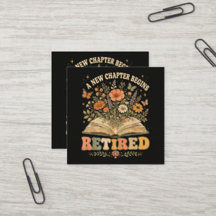 Im Ruhestand Ein Neues Kapitel Beginnt Retro Flora Quadratische Visitenkarte