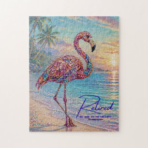 Im Ruhestand Glam-Juwel-Ton Flamingo auf tropische Puzzle
