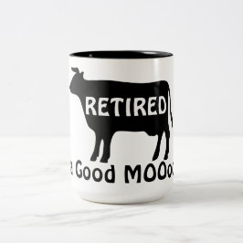 Im Ruhestand in einer guten MOOood Lustige Kuh Ruh Zweifarbige Tasse