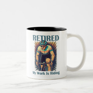Im Ruhestand ist mein Job Radfahren Zweifarbige Tasse