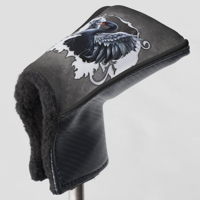 Im Schatten der Eleganz: Ein schwarzer Schwan. Golf Headcover (3/4 Vorderseite)