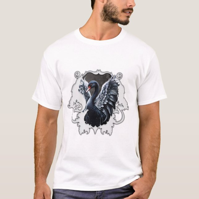 Im Schatten der Eleganz: Ein schwarzer Schwan. T-Shirt (Vorderseite)