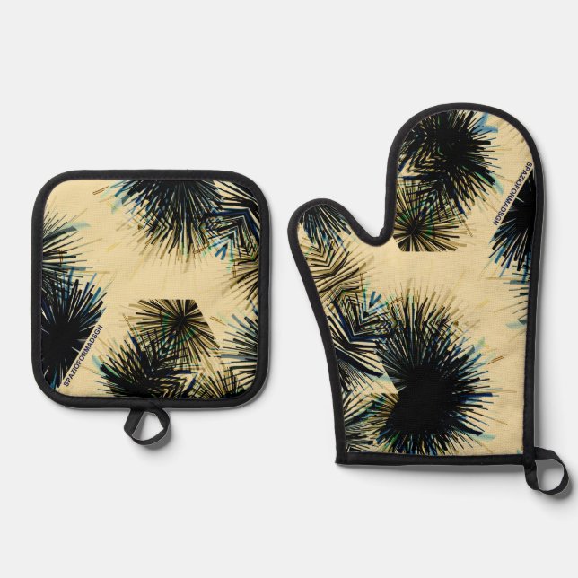 Im Schatten der Farbe Beige Ofenhandschuh & Topflappen-Set (Vorderseite)