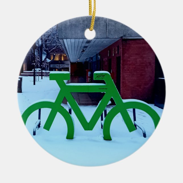 Im Schnee stecken Keramik Ornament (Vorne)
