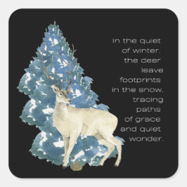 Im Schnee Verlassen Hirschfußabdrücke Quadratischer Aufkleber