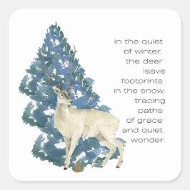 Im Schnee Verlassen Hirschfußabdrücke Quadratischer Aufkleber