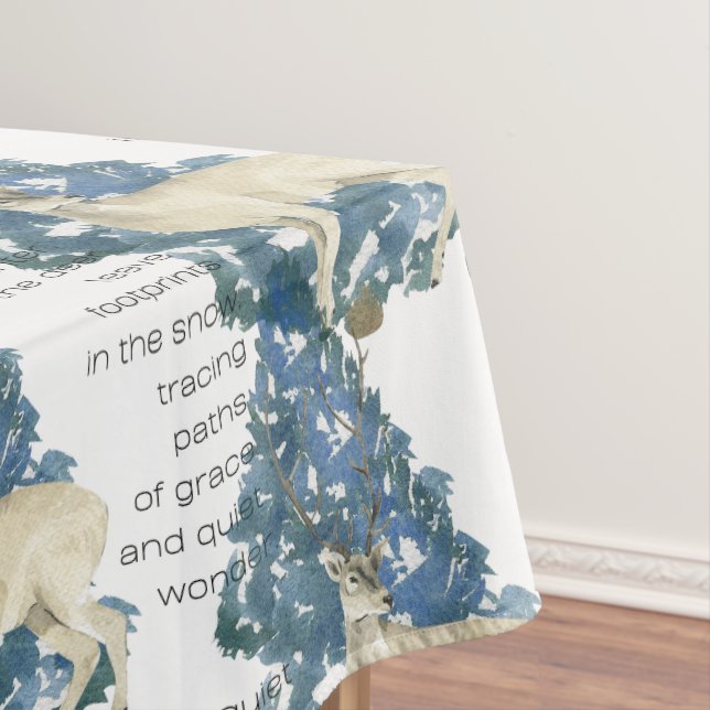 Im Schnee Verlassen Hirschfußabdrücke Tischdecke (Beispiel)