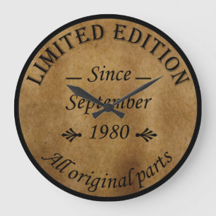Im September 1980 geboren Vintage Geburtstagsgesch Große Wanduhr