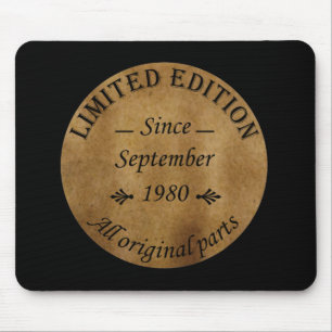 Im September 1980 geboren Vintage Geburtstagsgesch Mousepad