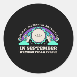 Im September tragen wir Aquamarine Lila Suizidpräv Runder Aufkleber