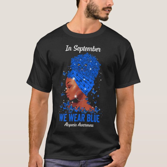 Im September tragen wir Blue for Alopezie Awarenes T-Shirt (Vorderseite)