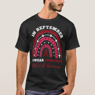 Im September tragen wir Burgund-Sickle-Zellenwarne T-Shirt