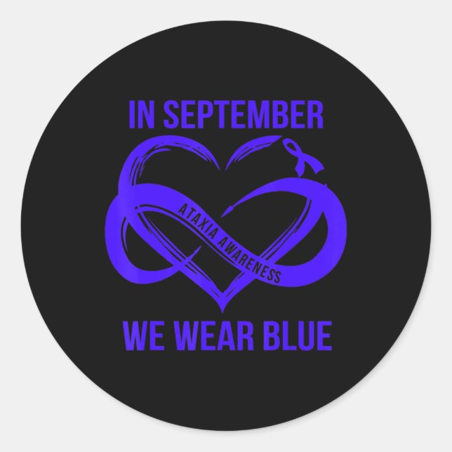 Im September tragen wir eine blaue Ataxia Awarenes Runder Aufkleber (Vorderseite)