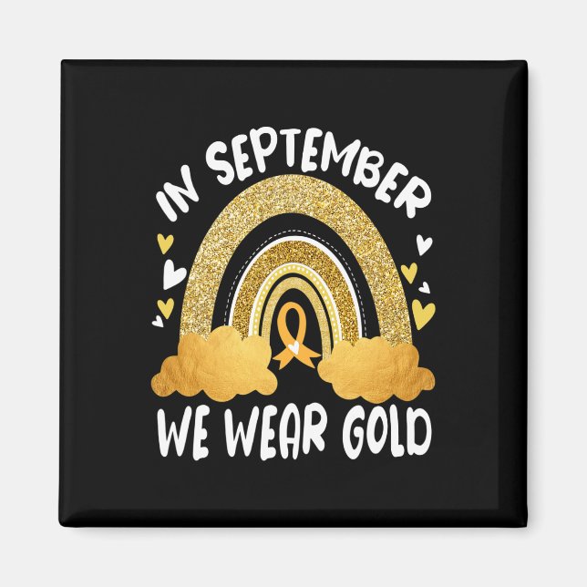 Im September tragen wir glänzenden Regenbogen Kind Magnet (Vorne)