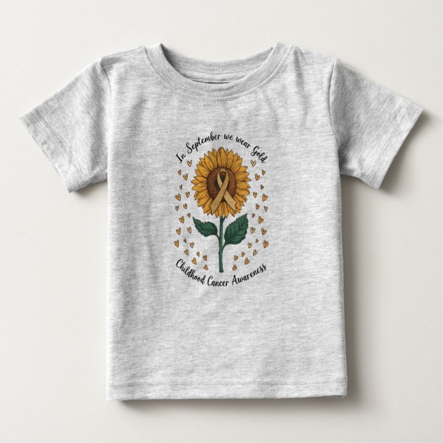 Im September tragen wir Gold Childhood Cancer Awar Baby T-shirt (Vorderseite)