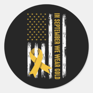Im September tragen wir Gold Childhood Cancer Awar Runder Aufkleber