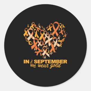 Im September tragen wir Gold Heart Shape Cancer Aw Runder Aufkleber