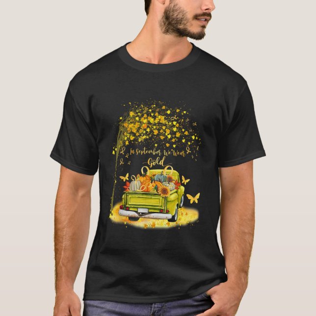 Im September tragen wir Gold Pumpkin Truck Kindhei T-Shirt (Vorderseite)