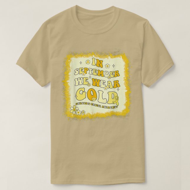Im September tragen wir Gold Retro Kinderkrebs A T-Shirt (Design vorne)