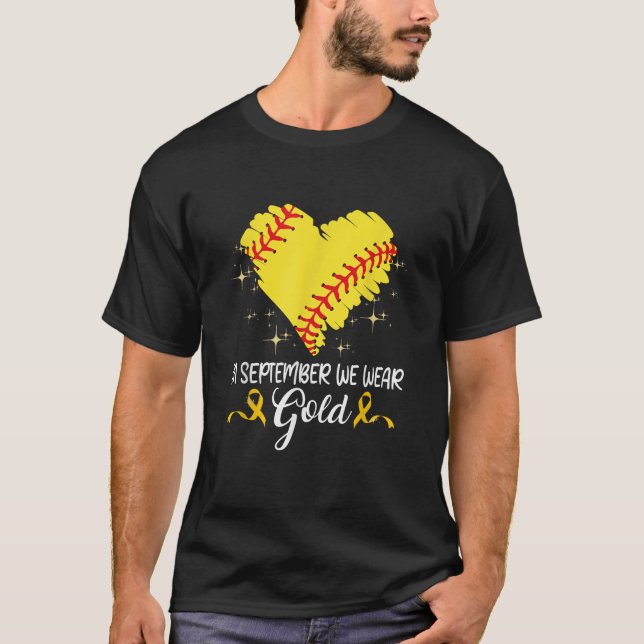 Im September tragen wir Gold Softball Kinderzänke T-Shirt (Vorderseite)