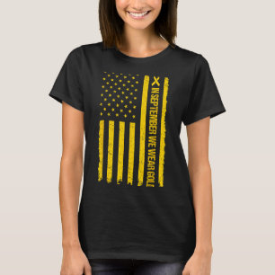 Im September tragen wir Gold US Flag Kinderkrebs T-Shirt