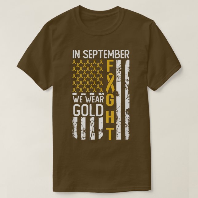 Im September tragen wir Gold-US-Kinderkrebs Awa T-Shirt (Design vorne)