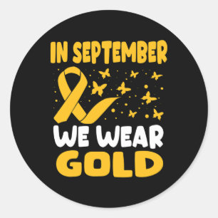 Im September tragen wir goldene Ribbon-Kinderkrebs Runder Aufkleber
