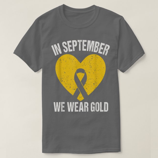 Im September tragen wir goldene Ribbon-Kinderkrebs T-Shirt (Design vorne)